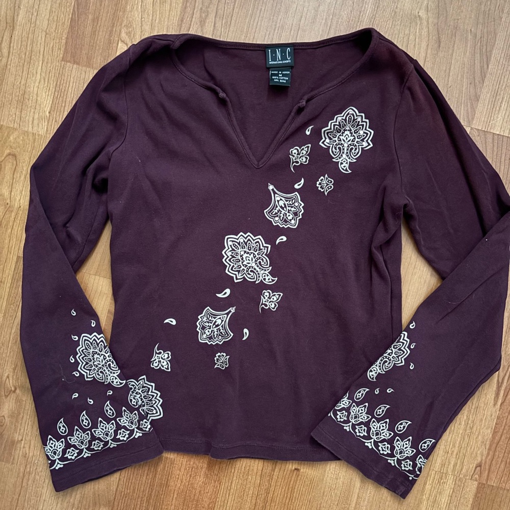 Women’s VTG 90s burgundy INC International Concepts Womens Crop Top size Medium